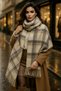 Plaid Patterned Scarf Shoulder Shawl 45X200 cm 1297 Beige