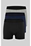 Men's 3-Piece Gray-Navy Blue-Black Cotton Lycra Flexible Boxer