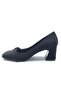 Feles Button Detailed Blunt Toe Heeled Women's Shoes Black - 4