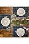 Home 35X50 cm Navy Blue Green Plaid 2-Piece American Service New Year's Invitation New Year - 4