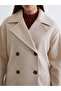 Two Mt Shop Quality Lcw Modest Beige Jacket Collar Women's Cashmere Coat - 3