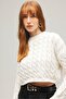 Women's Hair Braid Detailed Crop Knit Sweater - 3