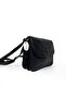 Women's Genuine Leather Black Zippered 3 Compartment Crossbody Bag with Shoulder Strap - 3