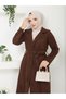 Women's 110 cm Length Unlined Cashmere Coat with Pocket and Belt Details - 4