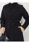 Women's 110 cm Length Unlined Cashmere Coat with Pocket and Belt Details - 5