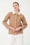 Hatunatila Crochet Shirt Collar Pocket Detail Look Cashmere Jacket 7859 Camel - 6