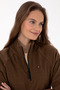 Women's Brown Zippered Mock Neck Fleece Sweatshirt 50316714-VR029 - 2
