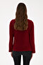 Women's Burgundy Zippered Mock Neck Fleece Sweatshirt 50316714-Vr014 - 5