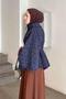 Hakim Collar Belt Detailed Cashmere Poncho Navy Blue - 2