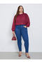 Plus Size Burgundy Long Sleeve Blouse - 2