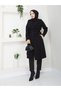 Women's 110 cm Length Unlined Cashmere Coat with Pocket and Belt Details - 3