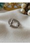 Silver Zircon Stone Lock Design Ring Silver Color Steel