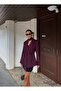 Plum Waist-Fitted Shawl Detailed Design Blazer Jacket