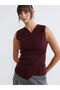 Seray New Season Double-Breasted Collar Gathered Women's Knitwear Undershirt