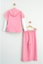 Girl's Pink Hooded Vest Set Blouse and Flared Pants Set (Three Piece) - 6