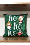 Winter New Year-3-Piece-H1258 Green Background Ho Ho Snowman-Filled Throw Pillow and Runner Combination - 2
