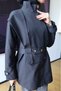 Women's Button-Detail Short Trench Coat - 3