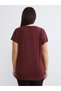 Two Mt Shop Quality Soulife Burgundy Plain Loose & Generous Short Sleeve Women's T-Shirt - 4