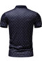 Men Navy Graphic Print Short Sleeve Polo Shirt - 4