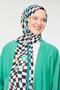 Black Floral Pattern Mono Crepe Shawl - 2