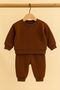 Brown Fleece-Lined Basic Double Set |   6-24 Months Baby Tracksuit Set 2899