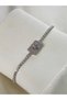 Steel Bracelet Silver Color with Zircon Stone Elevated Adjustable - 2