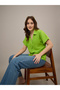 Green Open Collar Relaxed Fit Top - 2