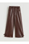 Leather-Look Girls' Trousers with Bow Detail