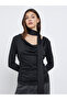 Black Cowl Neck Knit Top with Neck Scarf