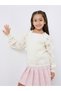 Girls Off White Flower Knit Cardigan