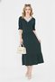 Women's Short Sleeve Knitwear V-Neck Wool Viscose Midi Length Dress