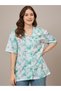 Green Floral Print Longline Shirt - 5
