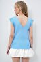 Blue Front Back V-Neck Summer Knitwear Blouse Alc-X14051 - 5