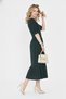Women's Short Sleeve Knitwear V-Neck Wool Viscose Midi Length Dress - 5