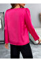 Neon Pink Long Sleeve Top with Floral Detail - 6