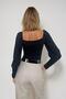Black Kiss Collar Princess Sleeve Front Draped Sandy Blouse Alc-X12966 - 4