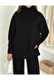 Women's Zip-Up Side Split Tricot Set with Detailing on the Bottom and Top, Modal Fabric - 3