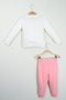 Baby Girls White Floral Applique Detail Sweatshirt and Pink Sweatpants Set - 4