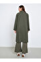 Olive Oversized Button-Front Trench Coat - 5