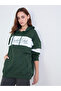 Dark Green Color Block Hoodie - 6