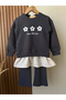 Girl's Daisy Detailed 100% Cotton Top and Bottom Set - 3
