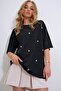 Black Crew Neck Oversized Pearl and Stone Embellished T-Shirt ALC-X11964 - 4