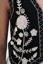 Black Button Detailed Embroidered Linen Vest Alc-X13358 - 2