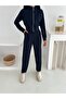 Women's Shalwar Cut Zippered Stand-Up Collar Casual Modal Sweat Suit - 2