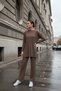 Cotton Corded Fabric Women's Blouse and Pants Two-Piece Set