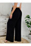 Black Wide Leg Trousers with Gold Chain Detail - 5