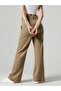 Beige Wide Leg Trousers with Belt Loops - 4