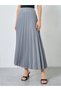 Grey Slubbed Twill Pleated A-Line Maxi Skirt - 2