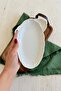Aura Cream 2-Piece 20 cm Premium Porcelain Small Size Boat-Shaped Breakfast Mezelik Presentation Serving Set - 2