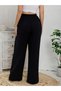 Black Wide Leg Trousers with Gold Chain Detail - 4
